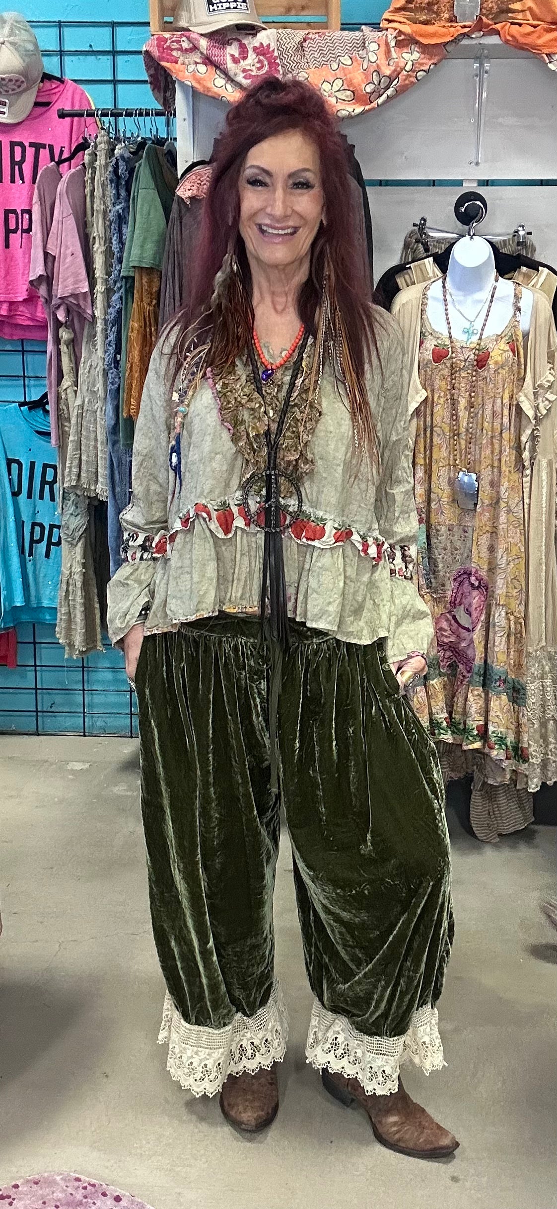 House of Jaded- Honey Bloom Top- Moss