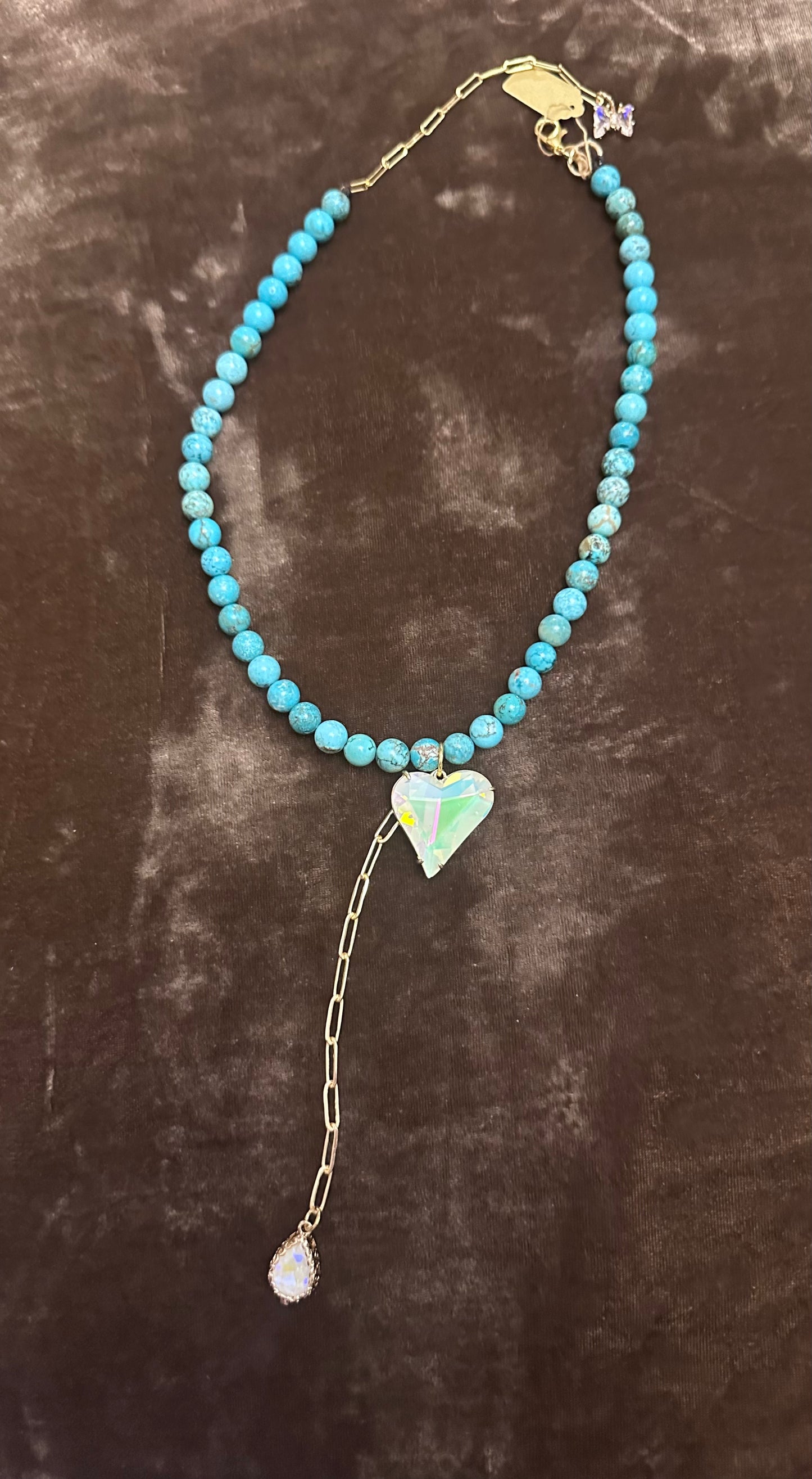 Cynthia- Tourquise Lariet Heart Necklace