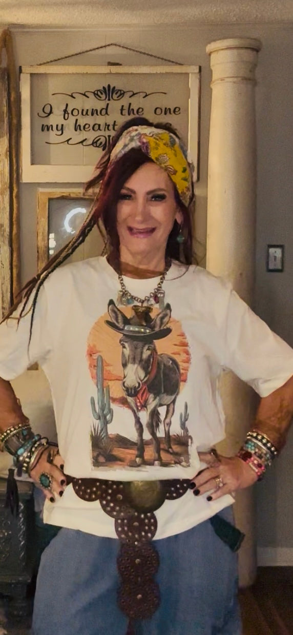 QG - Cowboy Donkey on natural T with crystals