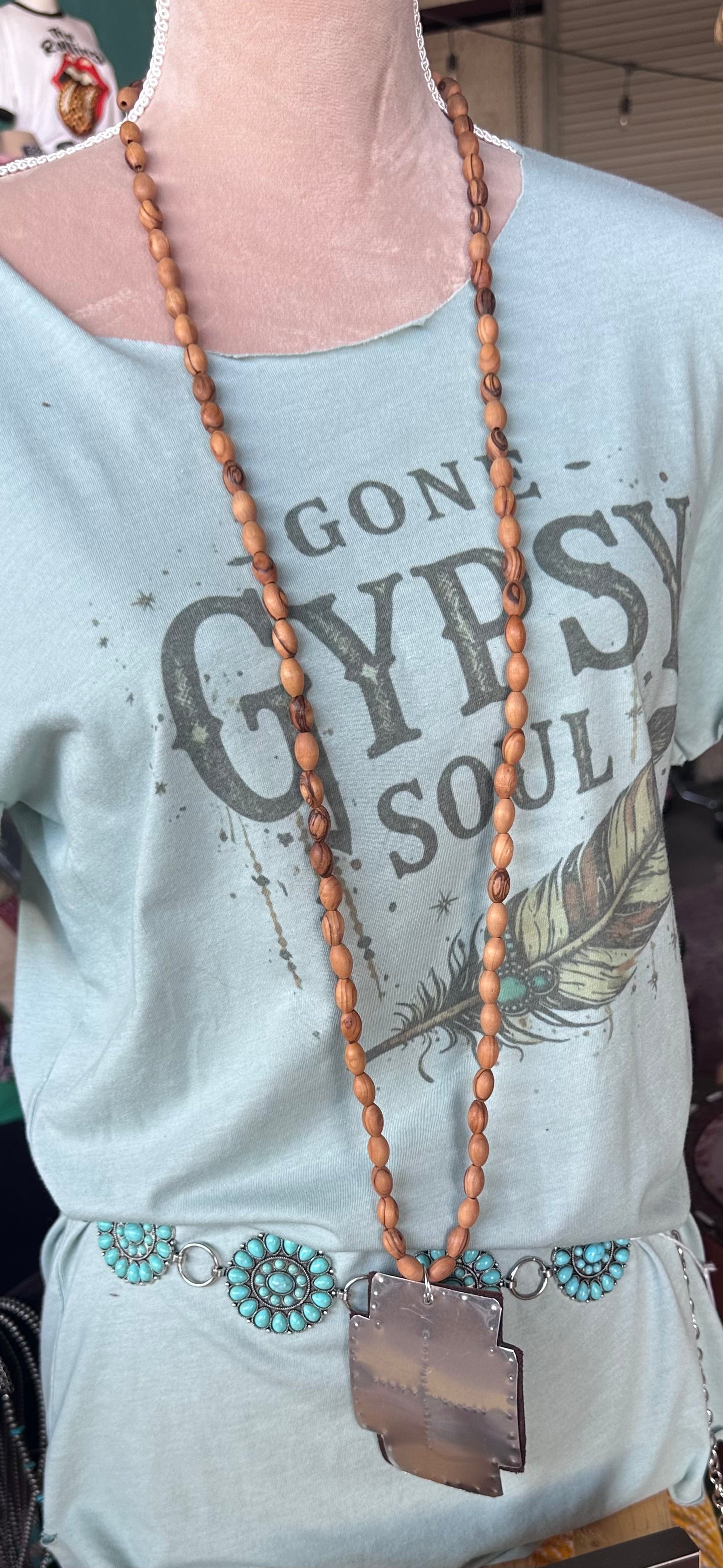 Desert Soul Wood Bead Cross Necklace