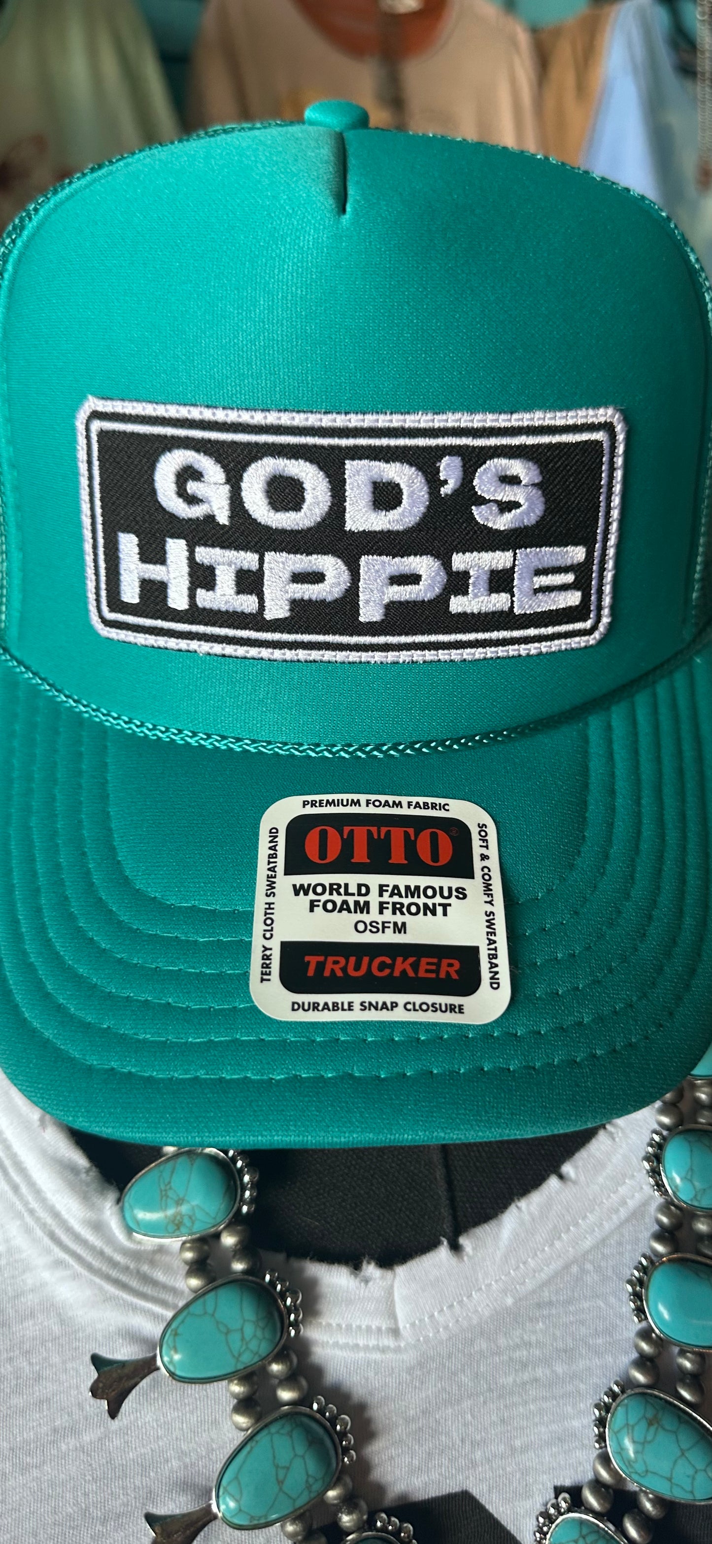 God’s Hippie Trucker Hat - Turquoise