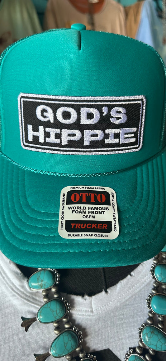 God’s Hippie Trucker Hat - Turquoise