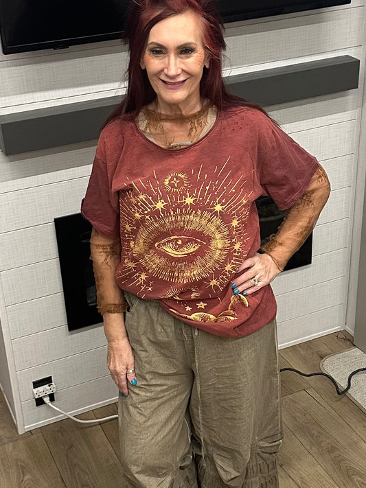 JG- Moon and Dance Tee- Wine Evil Eye