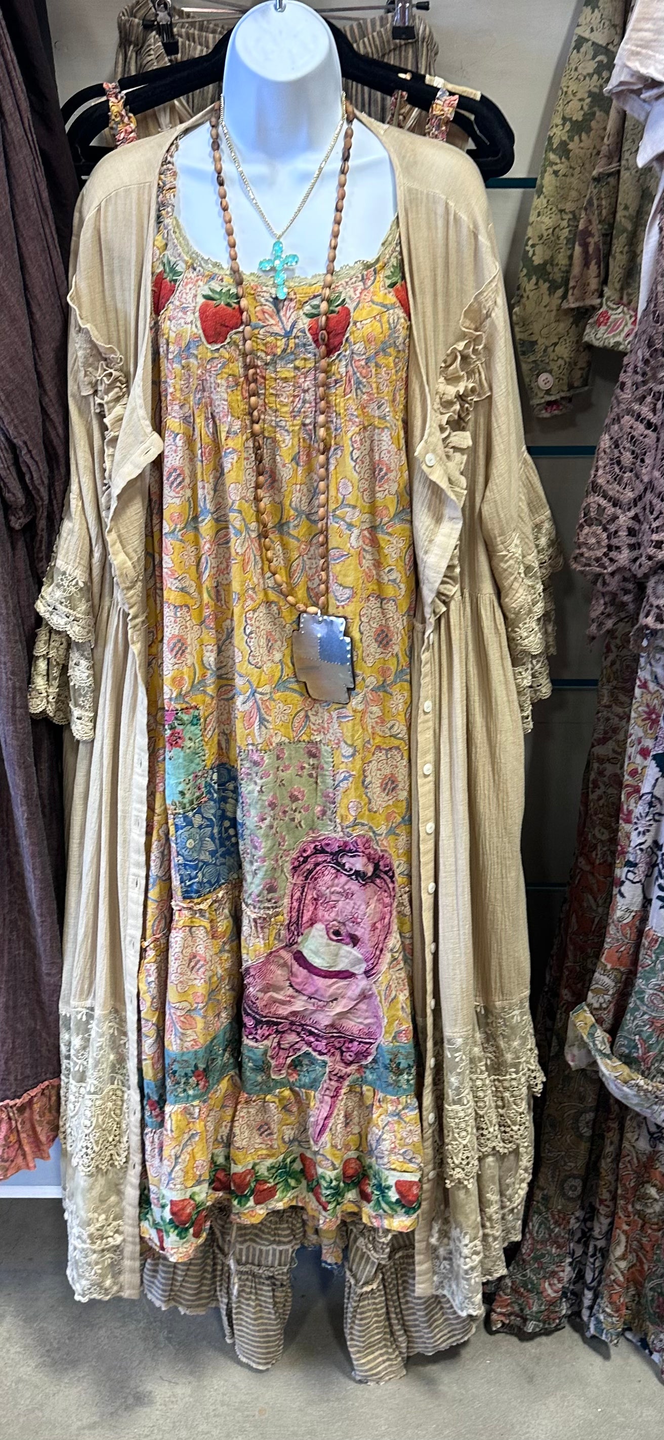 House of Jaded Sun washed Bloom Dress-golden