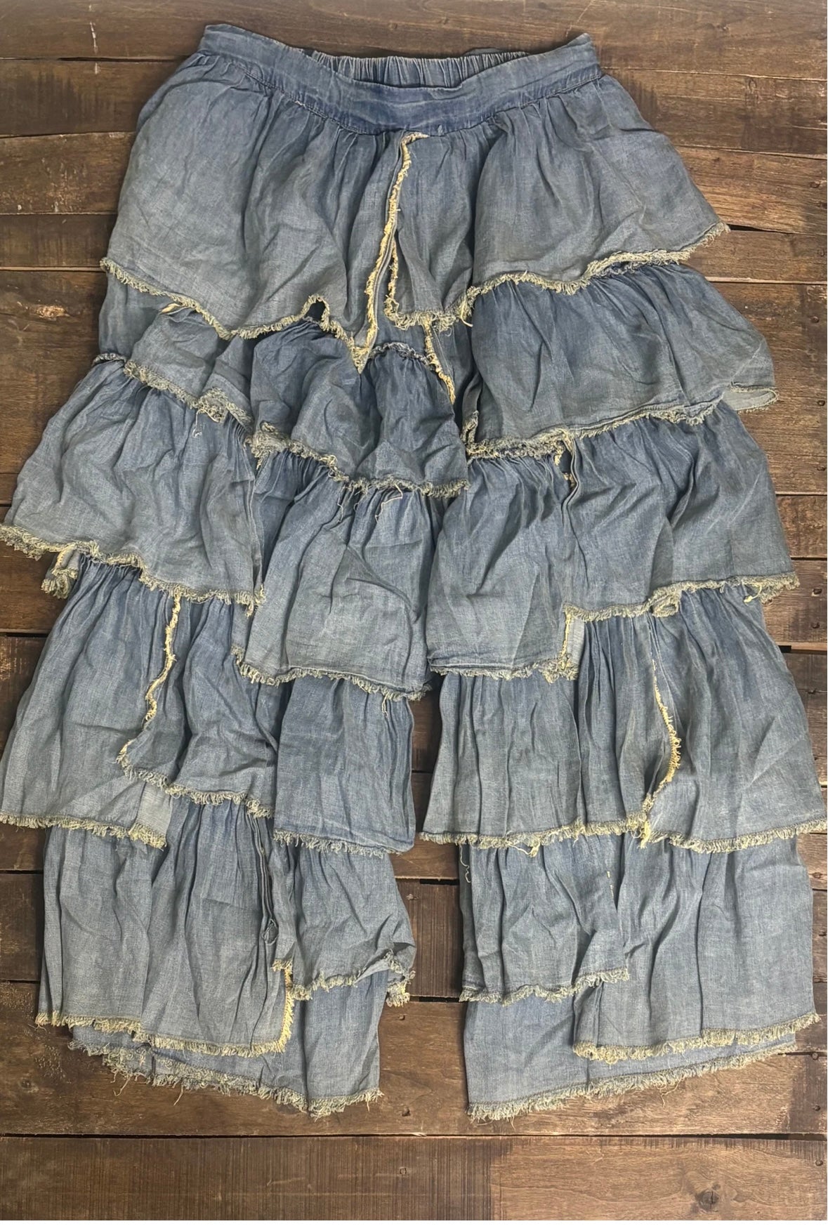 Jaded Gypsy Ruffle Away Pants - Chambray