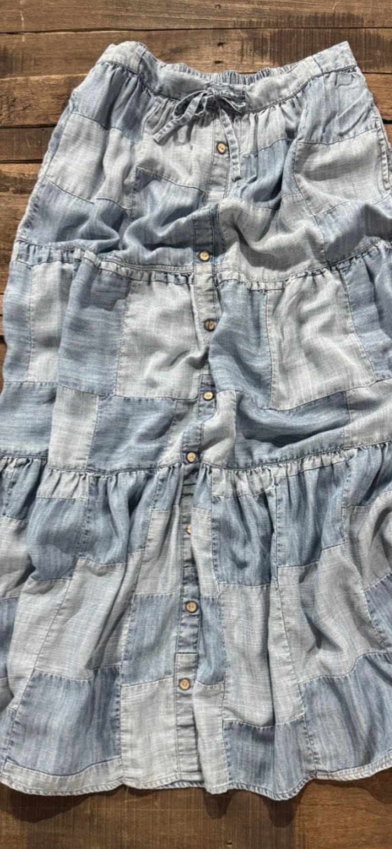 JG- Patchwork Skies Ruffle Skirt