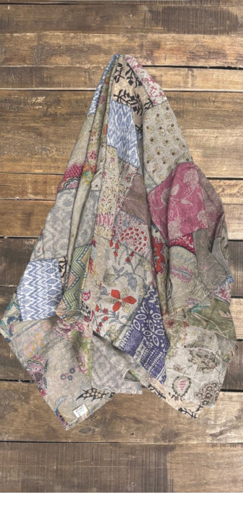 Patchwork Love Bandana  head scarf - XL Sky