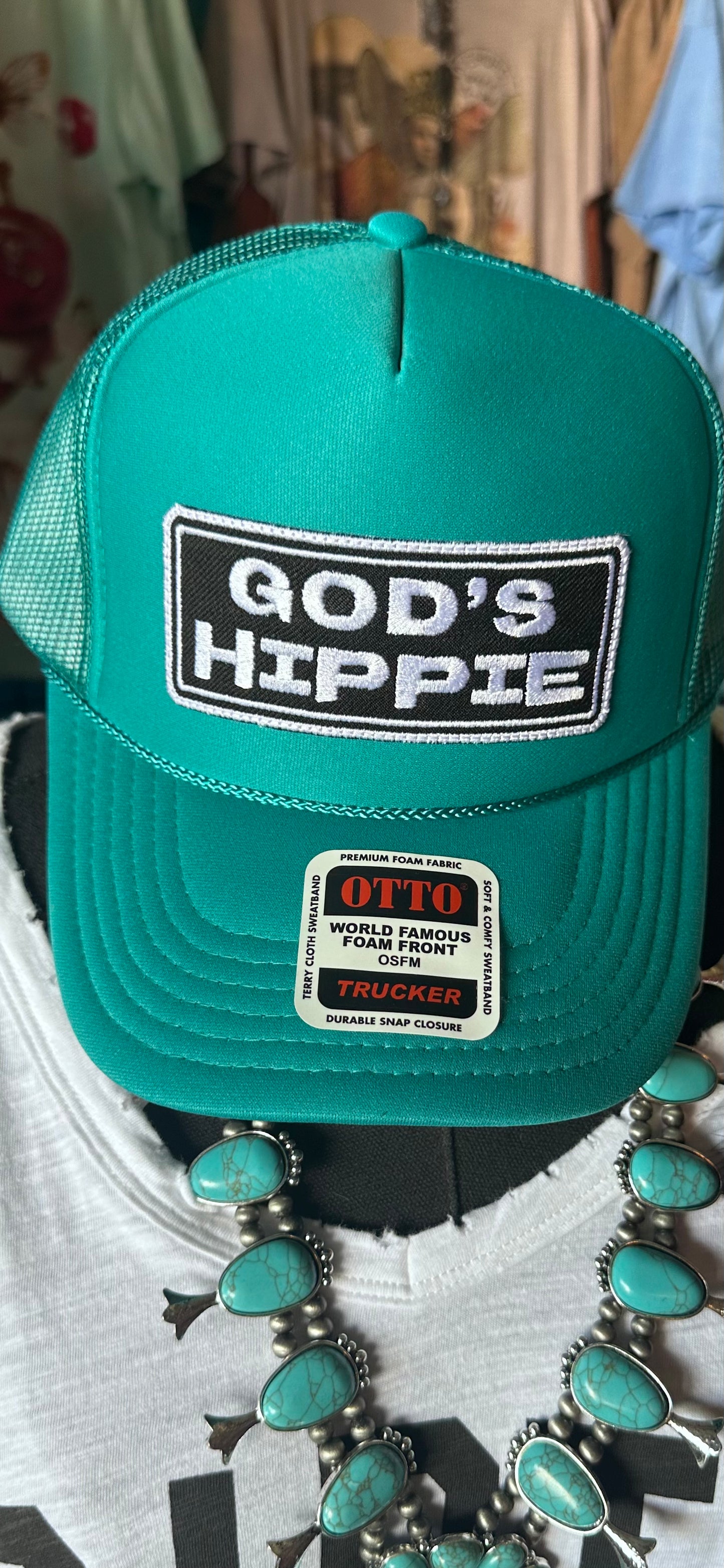 God’s Hippie Trucker Hat - Turquoise