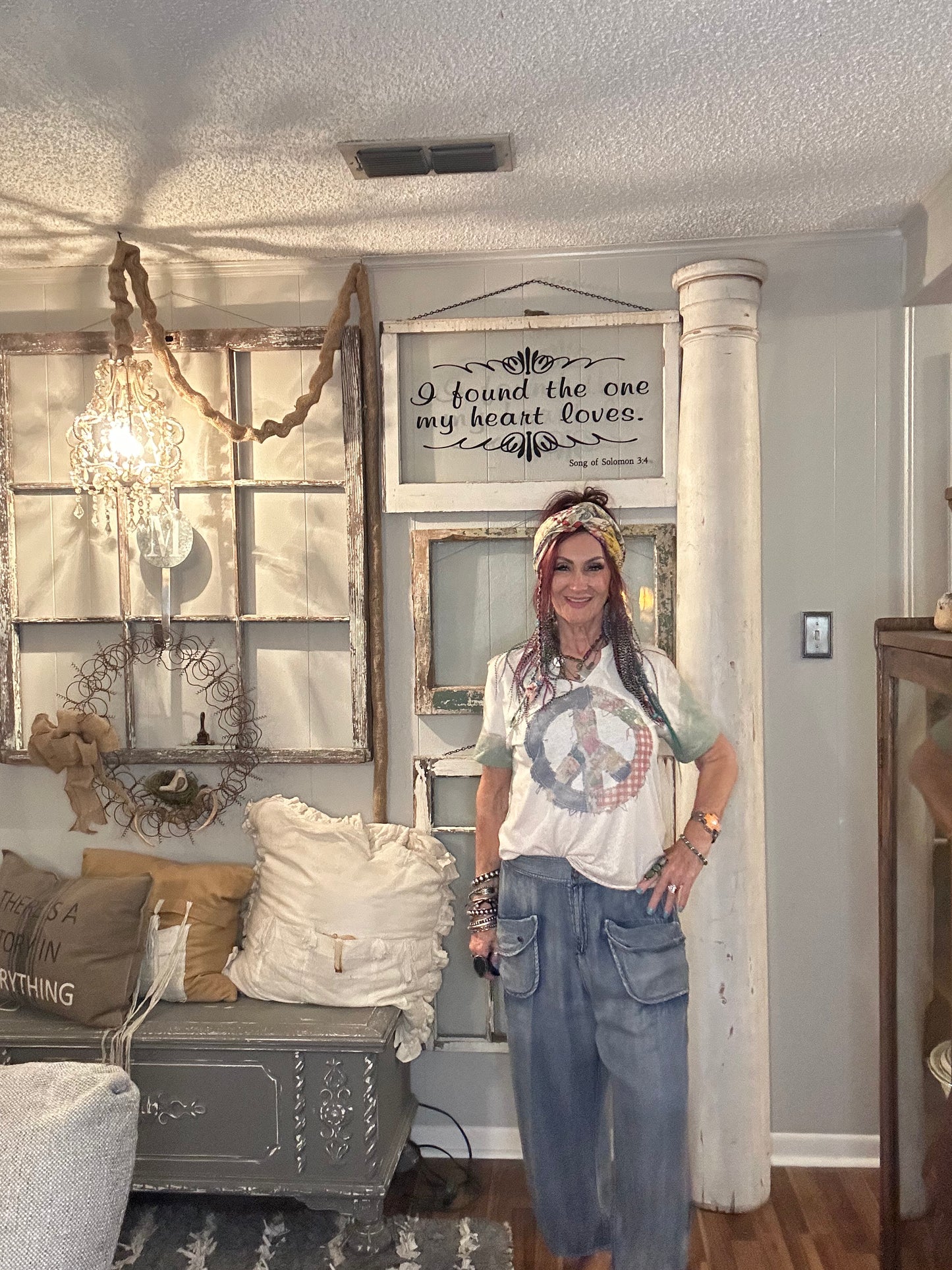 Patchwork Peace Distressed Tee