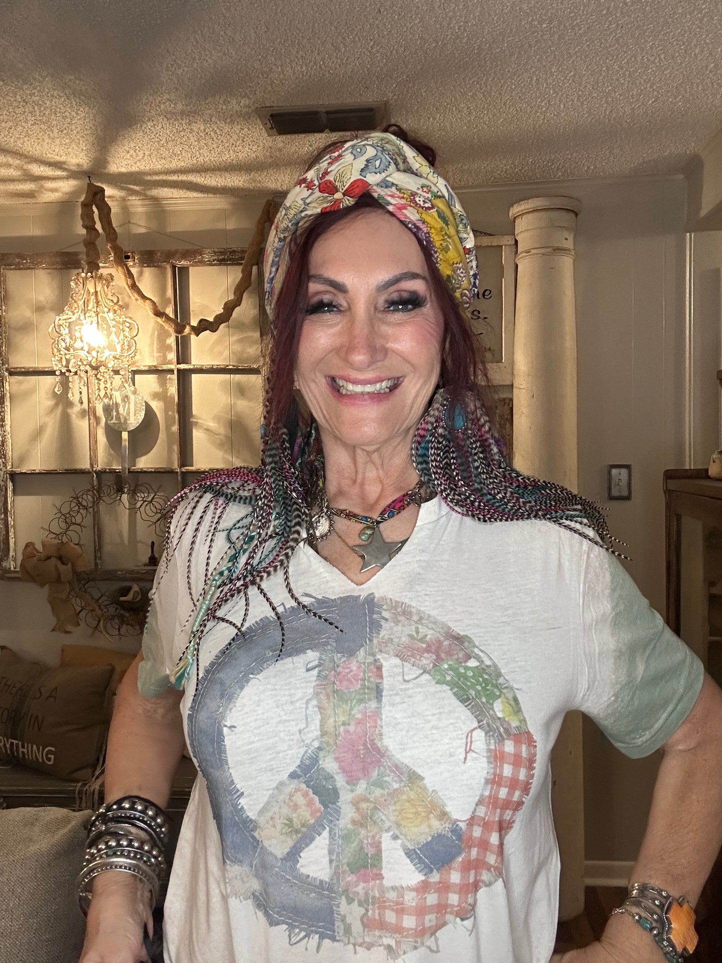 Patchwork Peace Distressed Tee