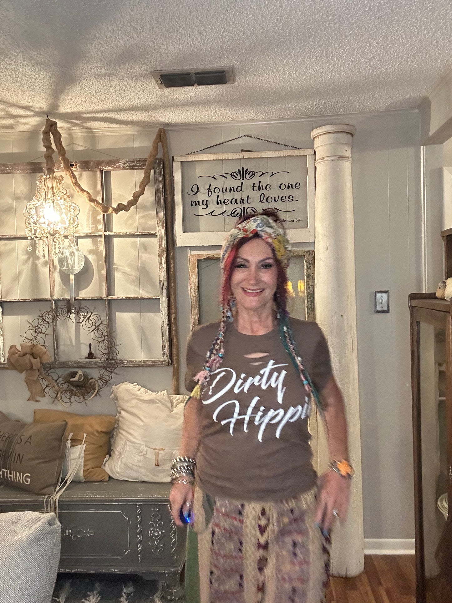 Dirty Hippie/ chocolate distressed ($4 more for plus size)