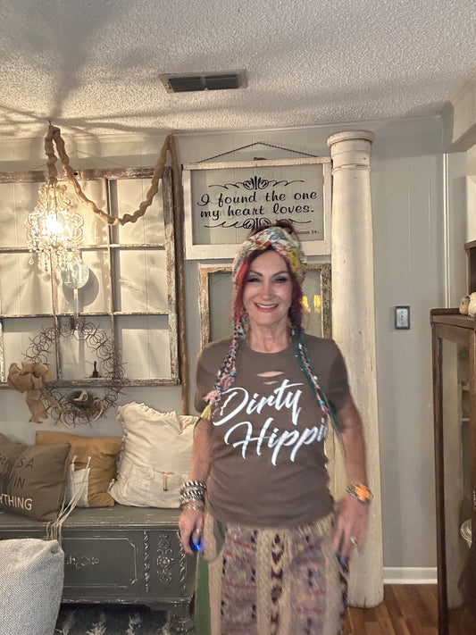 Dirty Hippie/ chocolate distressed ($4 more for plus size)