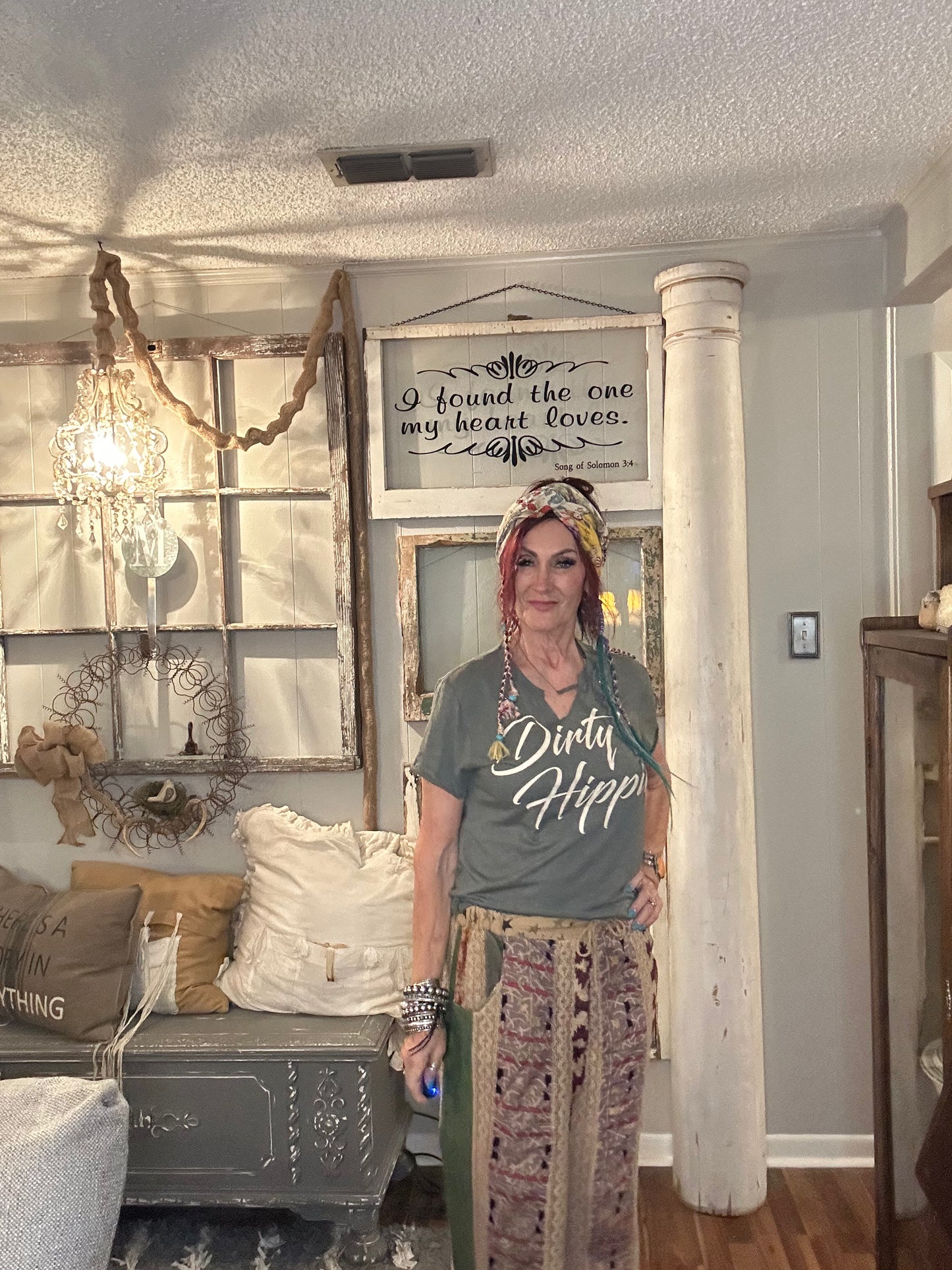 Dirty Hippie - gray distressed tee ($4 more for plus size)