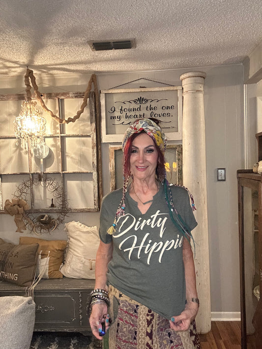 Dirty Hippie - gray distressed tee ($4 more for plus size)