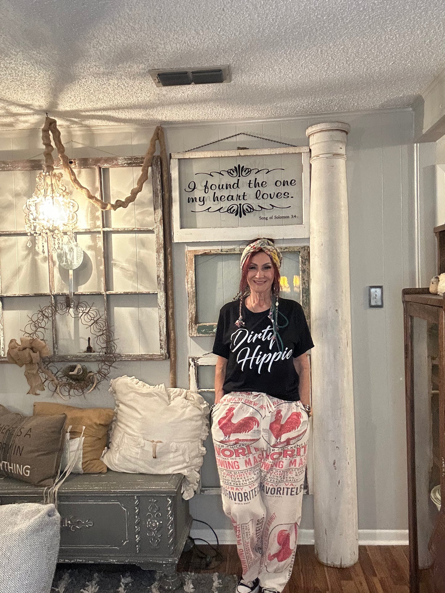 Dirty Hippie Graphic Tee - Black Distressed ($4 more for plus size)