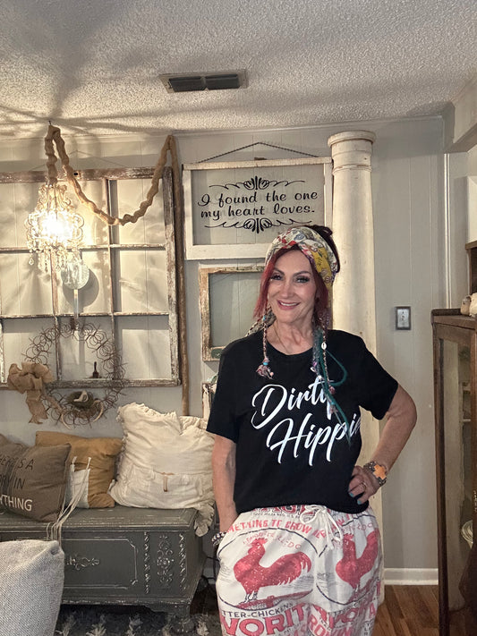 Dirty Hippie Graphic Tee - Black Distressed ($4 more for plus size)