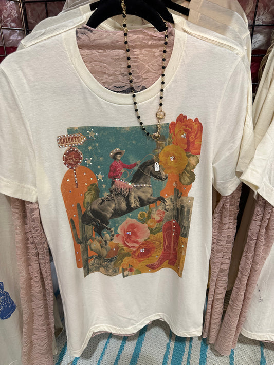 QG- Pop Art Cowgirl T on Natural