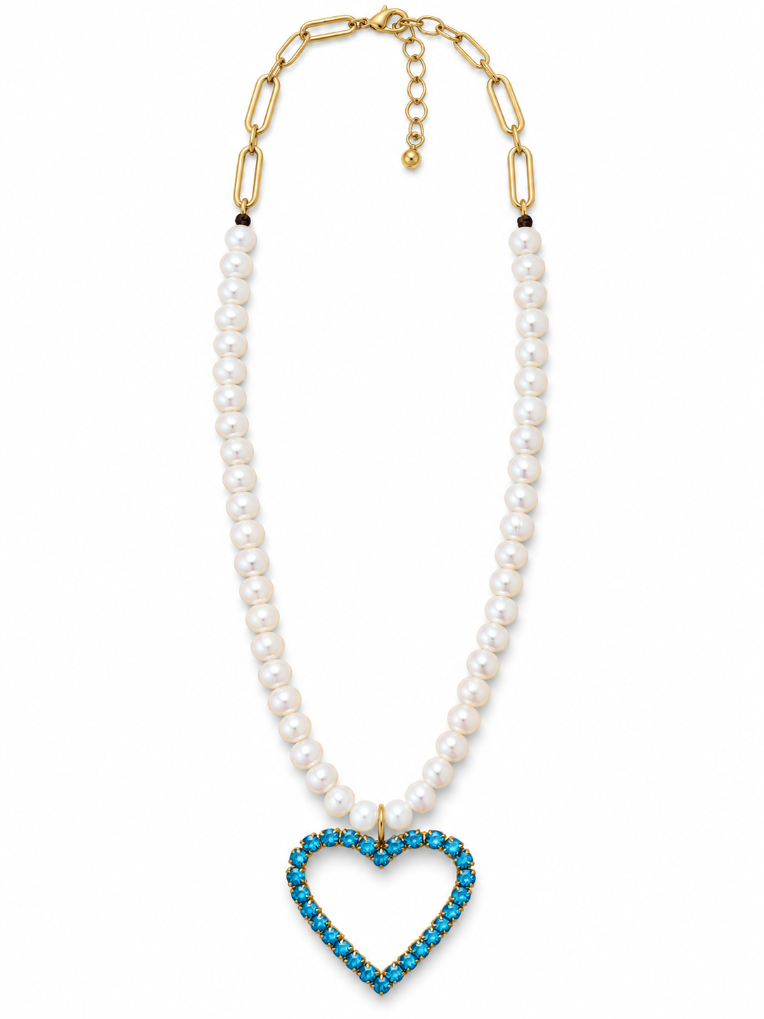 RH108- Crystal Heart Necklaces On Pearls