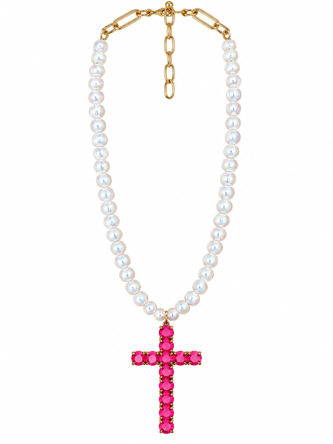 RH111 - Cross Necklace On Pearls