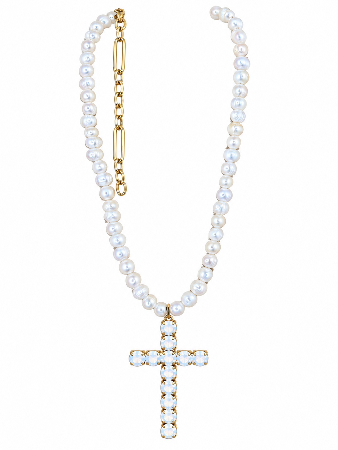 RH112-Cross Necklace On Pearls