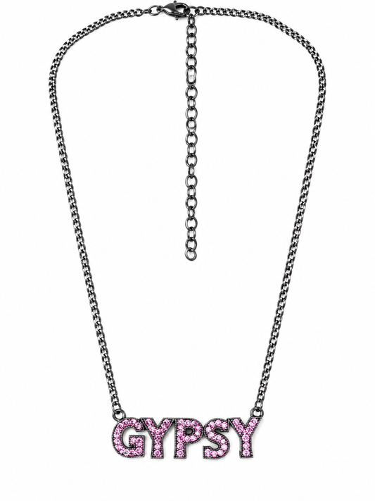 RH115- Gypsy Rhinestone Necklace - Pink
