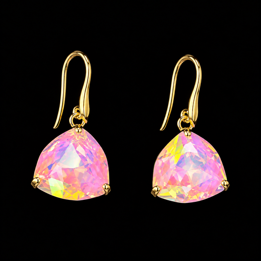 RH126 — Pink Iridescent Crystal Drop Earrings