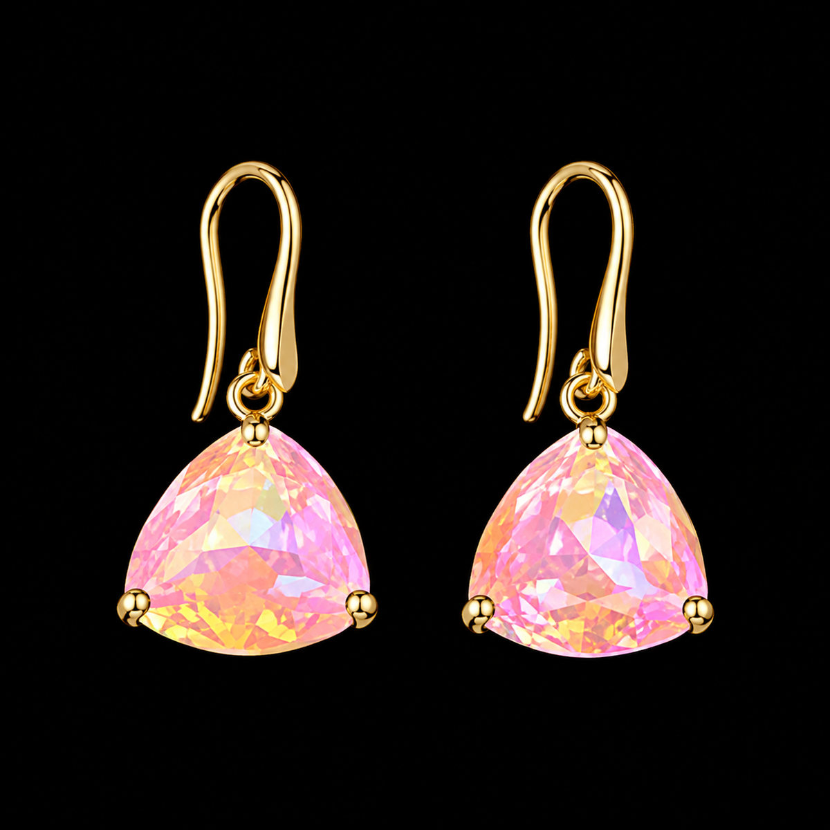 RH130 — Pink Sunset Iridescent Crystal Drop Earrings