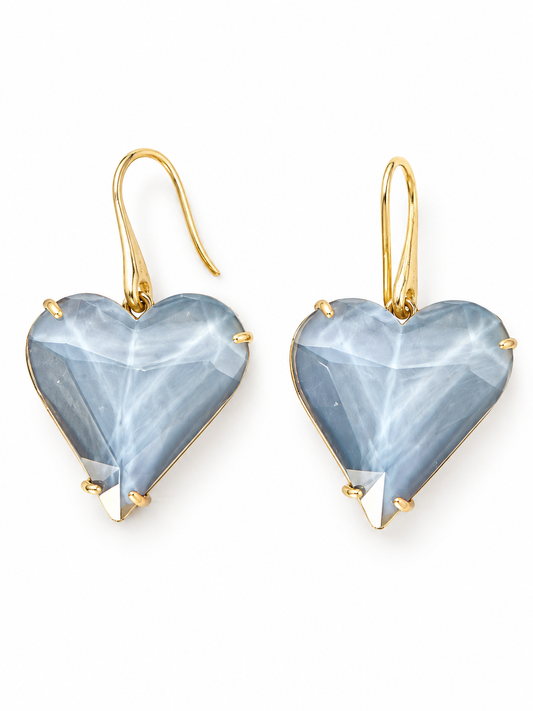 RH137- Smoky Blue Heart Earrings