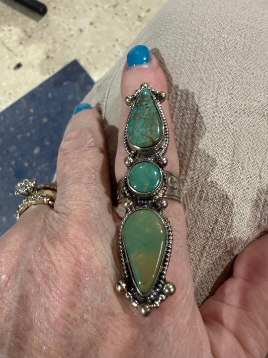 Triple set Turquoise adjustable ring