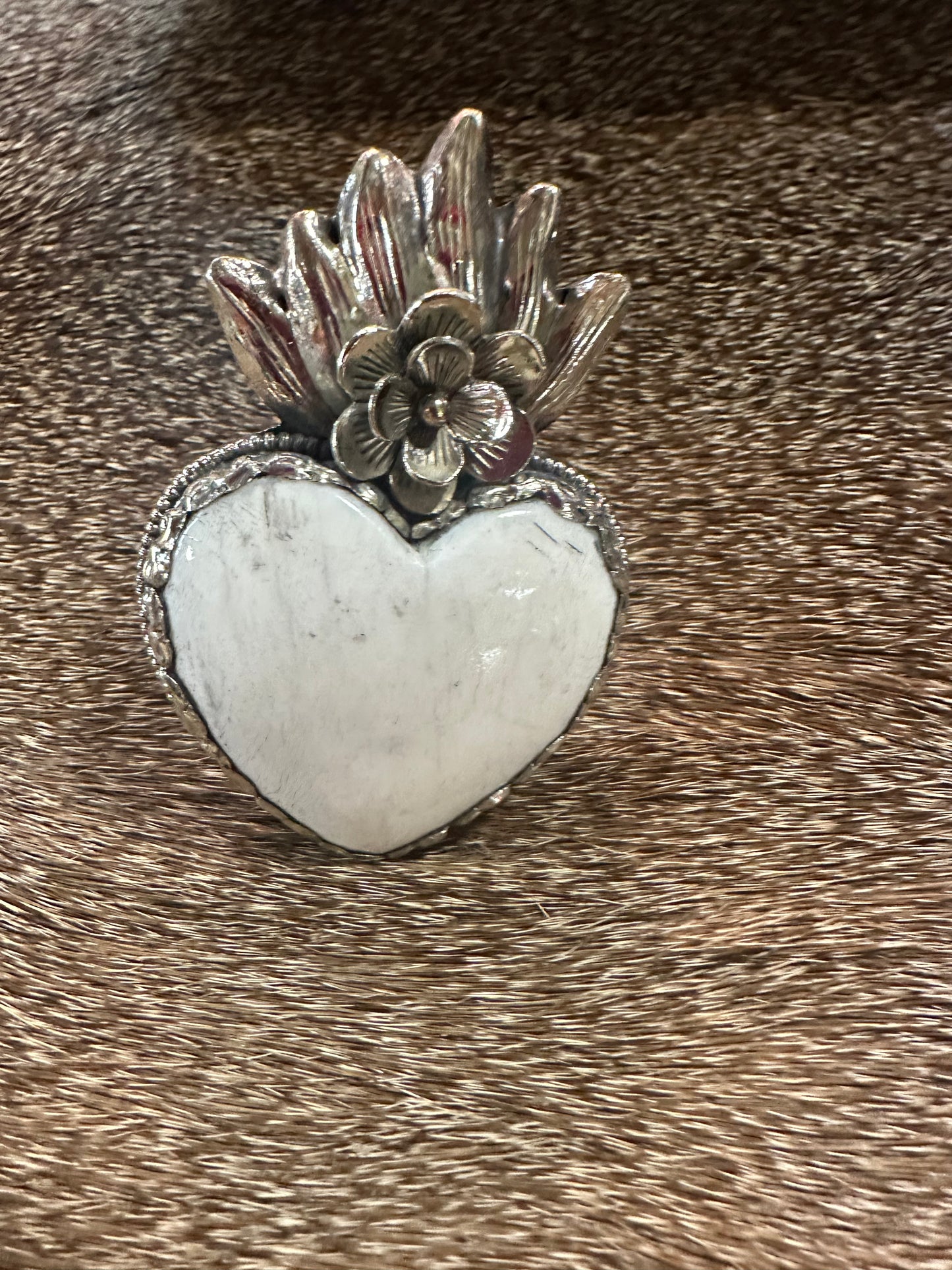 Lg. Bone Sacred Heart Ring