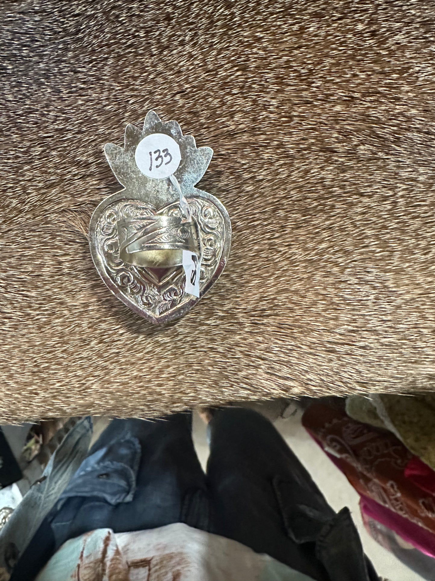 Lg. Bone Sacred Heart Ring