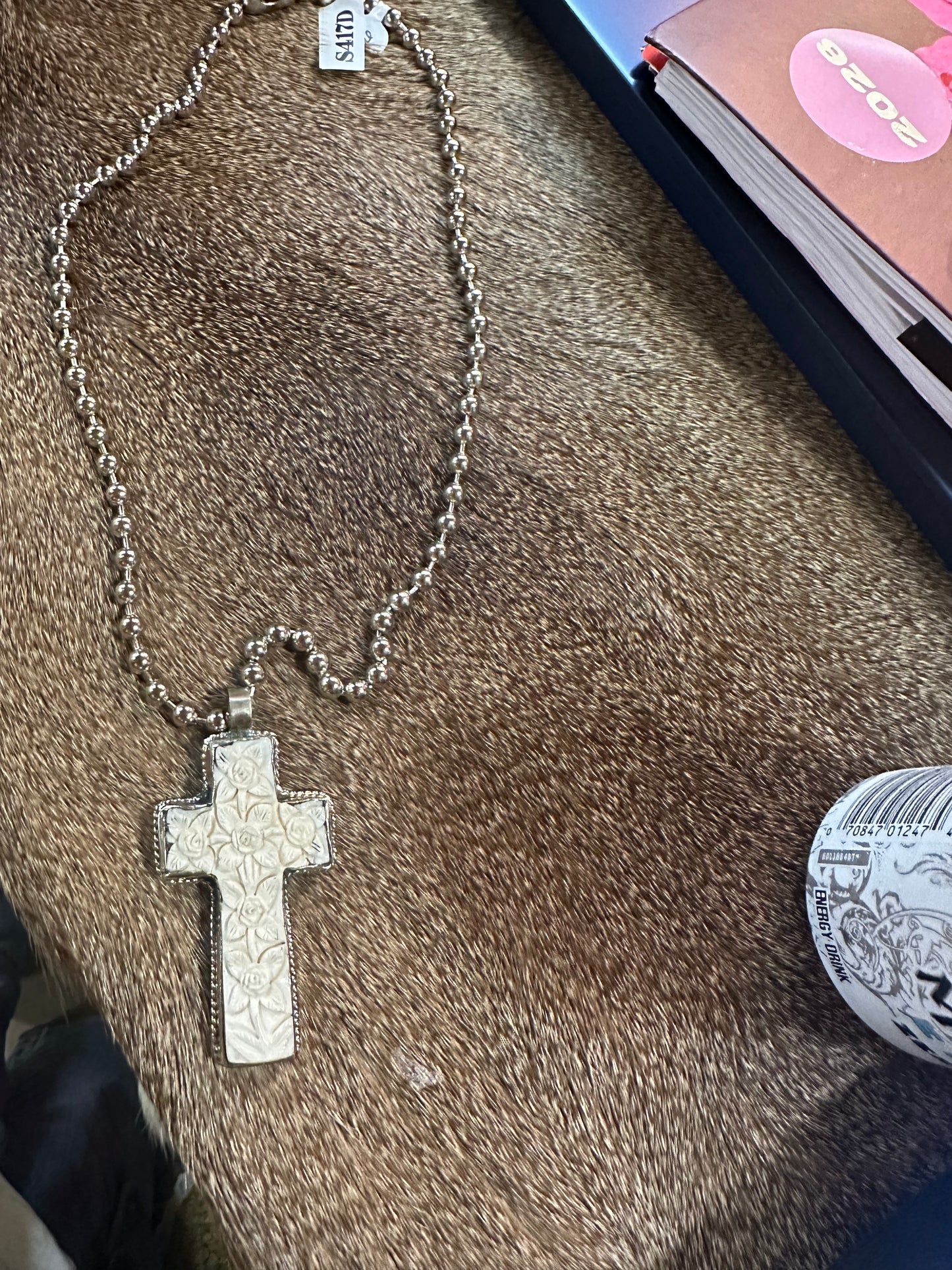 Carved Bone Cross Pendant